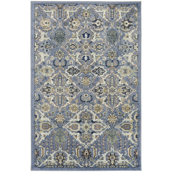6' x 9' Green and Ivory Floral Power Loom Area Rug