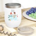 thumbnail image 2 of Let It Snow, Let It Snow, Let It Snow with Hand Drawn Snowman, Christmas Art Merch Gift, White 12oz Wine Tumbler, 2 of 5