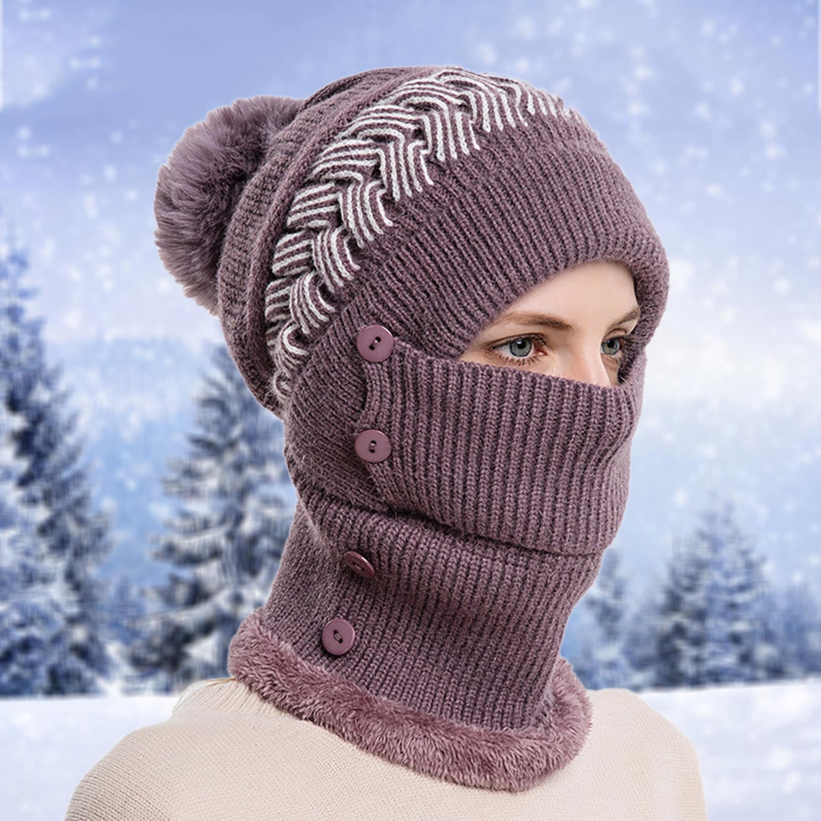 3-in-1 Winter Balaclava, 2025 New Knitted Hat, Multifunctional Scarf Hat for Outdoor Sports, Cozy Ski Mask for Women
