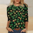 thumbnail image 2 of Levmjia Womens Tops Round Neck St Patricks Day 3/4 Sleeve Printed T Shirt Loose Fit Casual Blouse Soft Comfortable Holiday Graphic Vacation, 2 of 5