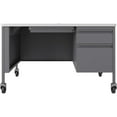 thumbnail image 5 of Lorell Fortress White/Platinum Steel Teachers Desk 48" x 30" x 29.5" - Box Drawer(s), File Drawer(s) - Single Pedestal on Right Side - T-mold Edge - Material: Steel Frame - Finish: Platinum Frame, Whi, 5 of 5