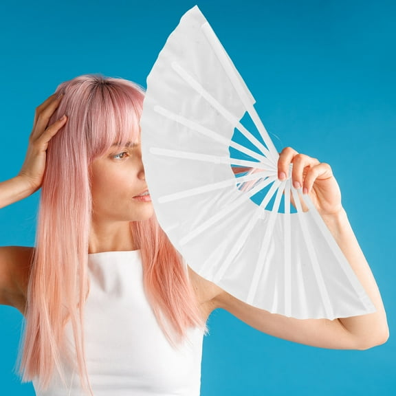 Raindrops DIY Folding Hand Fan Sublimation Blank Handheld Fan Large White Folding Fan Polyester Fan for Dance Kung Fu Wedding Party Decorations