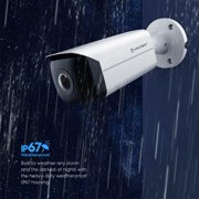 Amcrest Panoramic IP POE Camera, 180° Panoramic 4-Megapixel POE IP Bullet Camera, Security Outdoor Camera, 65ft Nightvision, IVS Features and People Counting, MicroSD Recording, IP4M-PB181EW-AI White