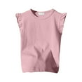 thumbnail image 1 of T-shirts pour Fille Unis T-Shirt Fillette Manches Courtes Col Rond Tenues d'Été pour Filles Tenues pour Filles 3-4 Ans Mode Fille, 1 of 3