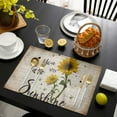 thumbnail image 4 of Sunflower Placemats Set of 6, Cotton Linen Heat Resistant Table Mats Non-Slip Washable Vintage Sunflower Bees You are My Sunshine Placemat for Holiday Banquet Dining Table Kitchen Decor, 4 of 6
