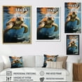 thumbnail image 4 of Designart "Ethereal Underwater Turtle Meeting I" Animals Turtle Floater Framed Wall Decor, 4 of 5