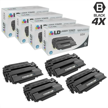 LD Compatible Toner Cartridge Replacement for HP 55X CE255X High Yield (Black, 4-Pack