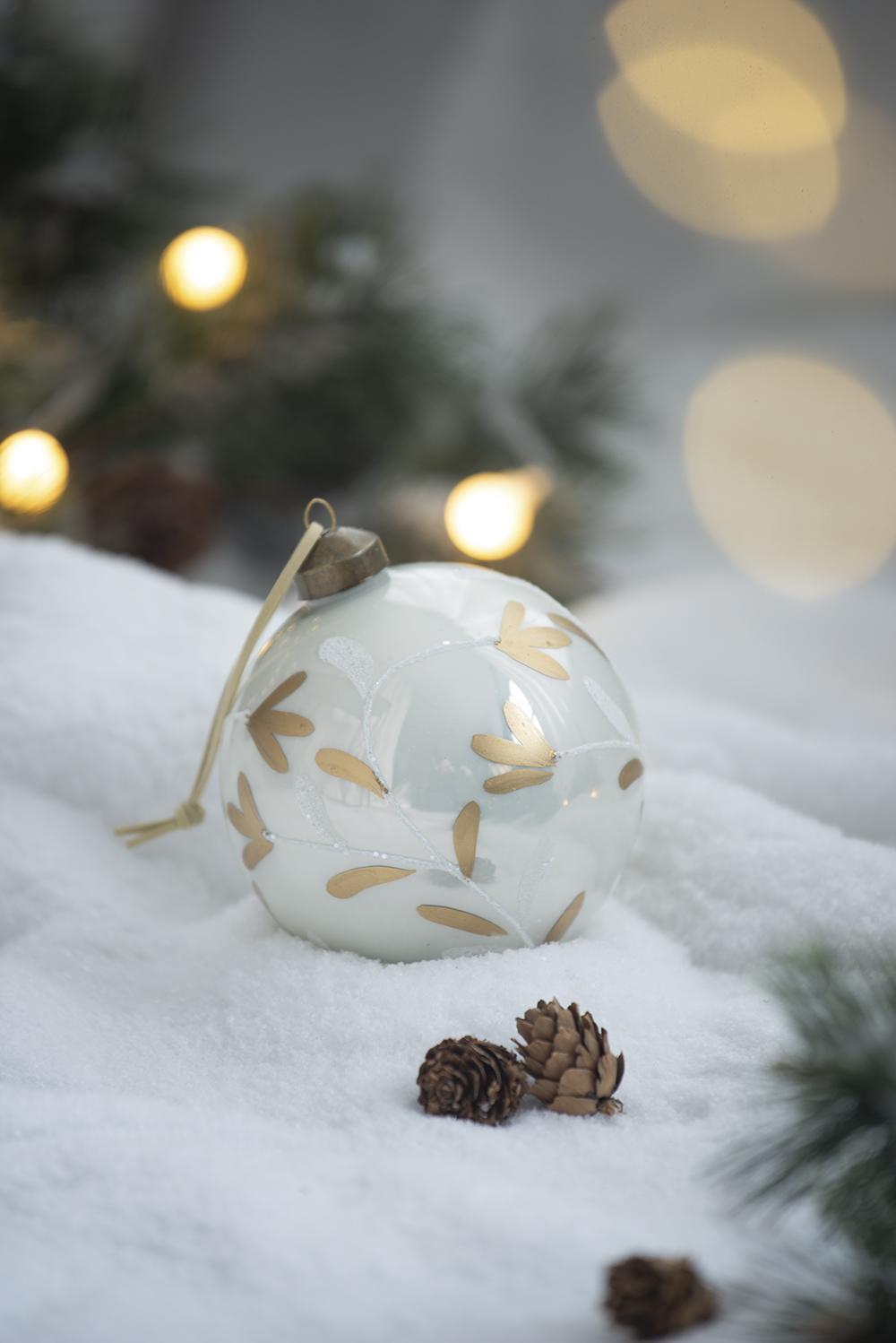 Set of 6 Glass Christmas Ball Ornaments with Glitter and Painting Design by Riccardo Tree Decor