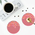 thumbnail image 5 of Pofeuu Chocolate with Flowing Cream Print Leather Coasters Set of 6, Round Cups Mugs Mat Pad for Home Kitchen Heat Resistant Drink Coasters,Round Shape, 5 of 7
