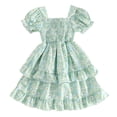 thumbnail image 1 of Wxirdiow Robe pour Adolescentes Robe Maxi à Manches Courtes Décontractée Vacances Robe d'Été pour Tout-Petites Vert Taille, 3-4 Ans, 1 of 6