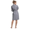 thumbnail image 5 of Turkuoise Linen Lightweight Knee Length Waffle Kimono Bath and Spa Robe Gray Medium, 5 of 5