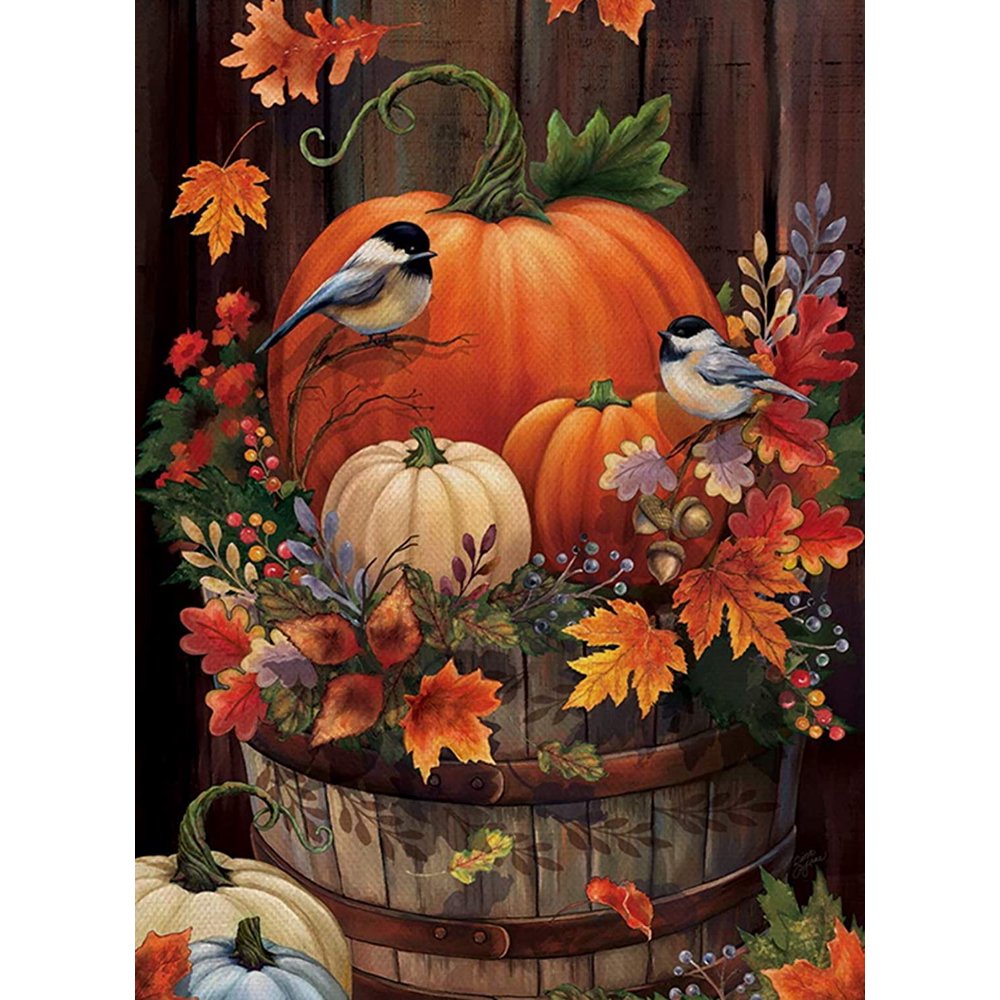 DecorX Home Decorative Pumpkin Garden Flag, Happy Fall House Yard Lawn