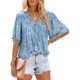 thumbnail image 1 of Sunloudy Blusa informal para mujer, cuello en V, manga acampanada, textura de flores, botones, camisa suelta con volantes para damas Sunloudy  S M L XL XXL, 1 of 6