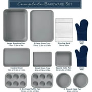 Country Kitchen Baking Set, 13-Piece Nonstick Stackable Design, Denim