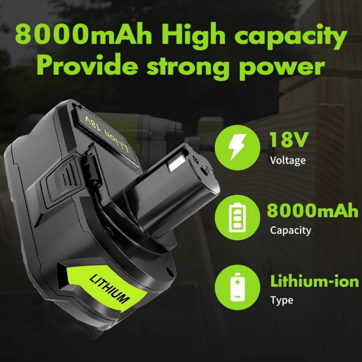 2Pack 8.0Ah Repacement for Ryobi 18V Battery with P117B Charger Compatible with Ryobi Battery 18V P102 P103 P104 P105 P107 P108 P109 Battery & Charger Kit