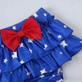 thumbnail image 5 of Wxirdiow Baby Girl American Flag Outfit Baby Girl Outfit 4th of July Crew Neck Ruffle Short Sleeve Print Romper Layered Skort and Headband Blue Size,6-12 Months, 5 of 6