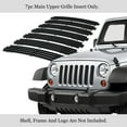 thumbnail image 2 of APS Compatible with Jeep Wrangler JK 2007-2018 Main Upper Stainless Steel Black 8x6 Vertical Billet Front Grill Grille Insert J66539J, 2 of 7