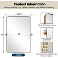 thumbnail image 2 of MOON MIRROR 24" x 36" Brushed Gold Metal Framed Pivot Rectangle Bathroom Mirror for Wall, Tilting Rounded Corner Rectangular Vanity Mirror Hangs Vertical Only, 2 of 9