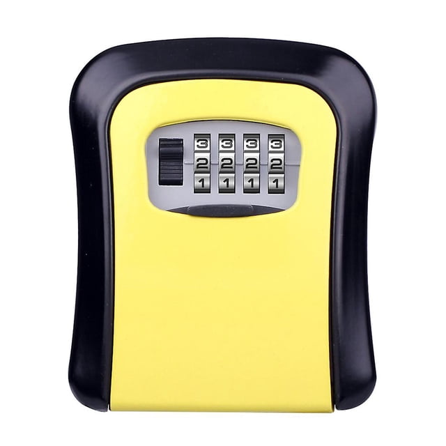 Montado en la pared para llave segura para llave caja de bloqueo para código W/4 dígitos para la oficina en el hogar Ga, amarillo Feliz Sencillez