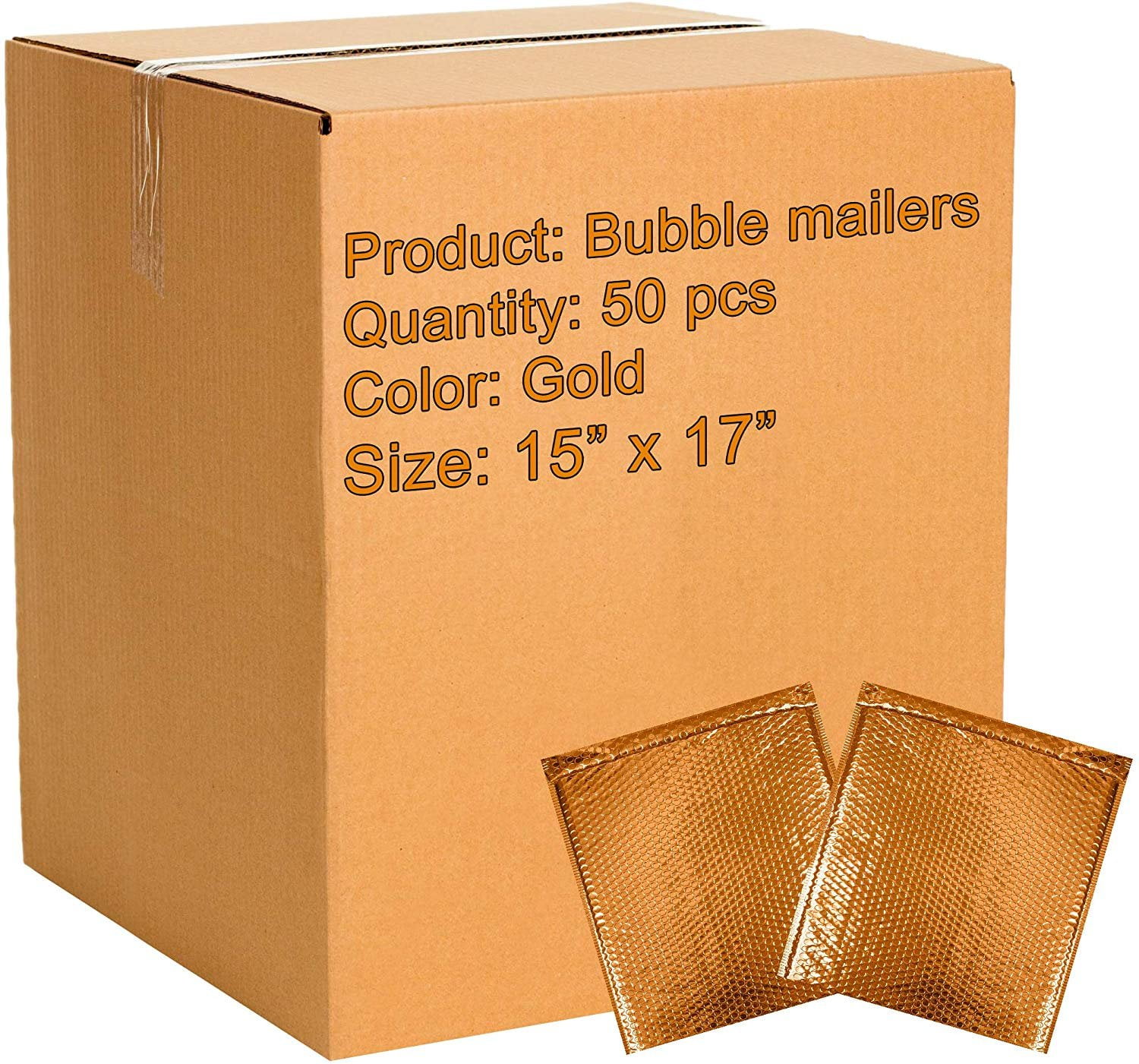50 Pack Gold Bubble mailers 15 x 17. Metallic Padded envelopes 15 x 17
