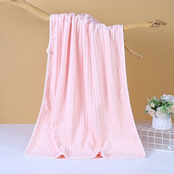 Coral Fleece Bath Towel - Thickened, Absorbent with Large Strips & Absorbent Edges, Fits Men & Women for Face Washing, Bathing, Hair Drying, Soft for Daily Use in Bathroom, Bedroom & Home Grooming