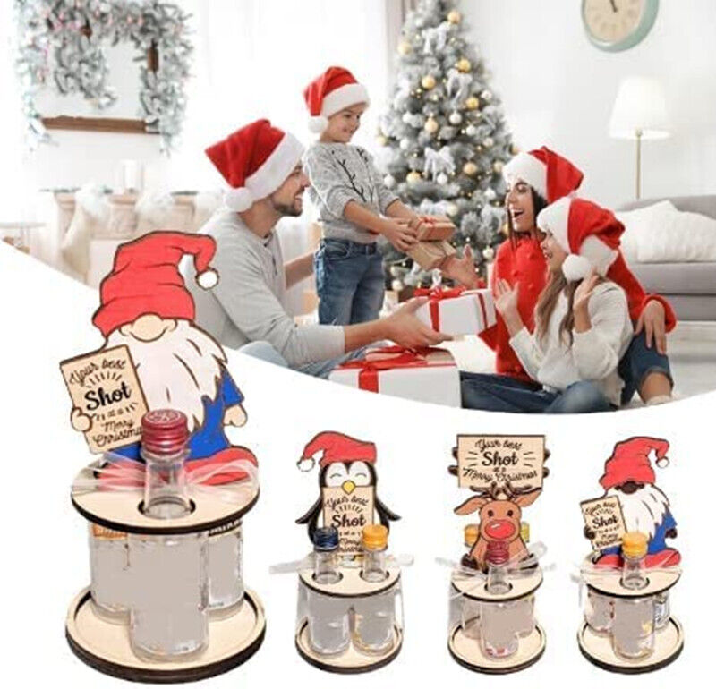 1pc Christmas Mini Wine Bottle Holder,Wooden Wine Rack Christmas Party