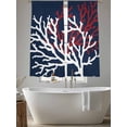 thumbnail image 6 of Red White Coral Semi Sheer Window Curtains 72 Inches Long, Summer Ocean Nautical Coastal Navy Blue Rod Pocket Voile Silky Chiffon Curtain Light Filtering Drapes for Living Room, 52"x72", 2 Panels, 6 of 9