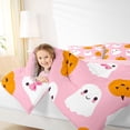 thumbnail image 4 of Homewish Playful Halloween Kawaii Ghost 7 Pieces Full Size Bedding Sets,Smiling Pumpkin Pattern Full Size Bed in a Bag,Blush Pink Orange,Pink Reversible, 4 of 8
