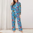 thumbnail image 2 of Fotbe Sharks Summer Pattern Long Sleeve Pajama Set for Women,Sleepwear Set,2-piece Loungewear Set,Soft PJs Comfy Nightwear with Pockets -Small, 2 of 7