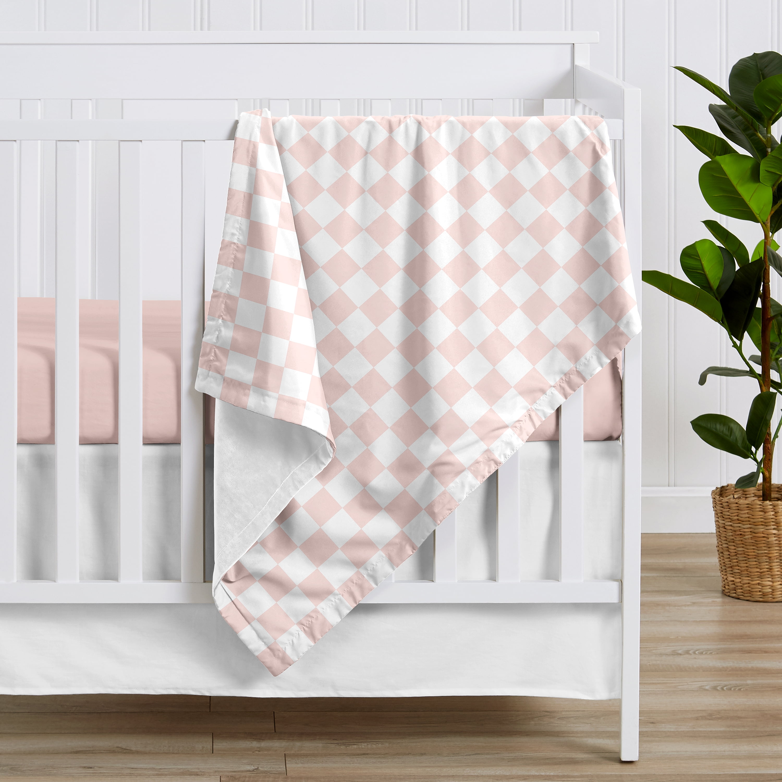 Sweet Jojo Designs Pink Gingham Checkered Plaid Girl Baby Receiving Security Blanket