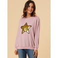 thumbnail image 3 of Unique Bargains Sweat-Shirt à Manches Longues Col Rond Étoile Brillant à Sequins pour Femmes, 3 of 6