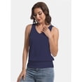 thumbnail image 2 of Women V Neck Tank Tops Summer Sleeveless Casual Tops Loose Fit Banded Bottom Shirts, 2 of 6