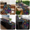 thumbnail image 6 of Yellow Purple Green Table Runner 60 Inches Long, Modern Abstract Art Geometric Kitchen Coffee Dining Table Decoration for Home Party Birthday Wedding Home Decor 13x60 Inches, 6 of 8