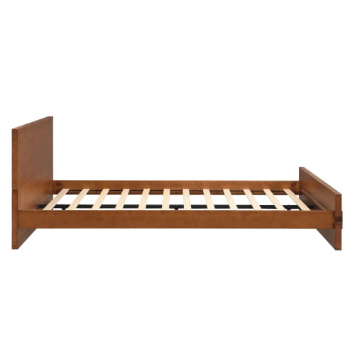 Euroco Wood Queen Size Platform Bed, Heavy-Duty Bamboo Bed Frame, Walnut Brown