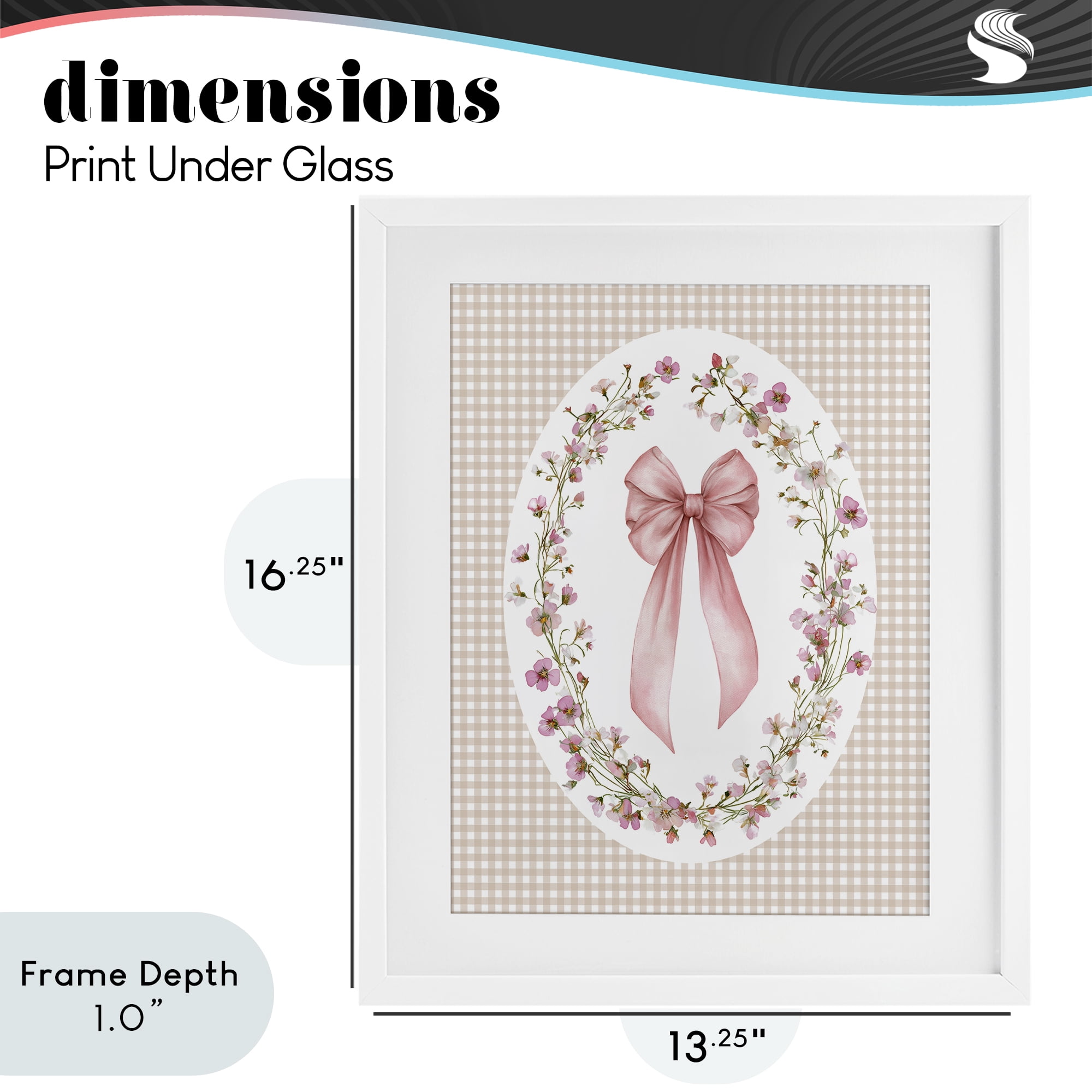 Stupell Industries Feminine Gingham Bow White Framed Print Under Glass, design by Christine Simpson Art