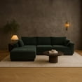 thumbnail image 3 of Sala Modular en Forma de L de 3 Plazas con Chaise Longue | Emilie Verde | Tapizado en Tela Resistente con Cojines Decorativos, 3 of 14