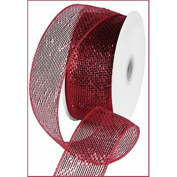 Metallic Poly Deco Mesh Ribbon (2.5" x 25 Yards, Burgundy Metallic) : RS200461