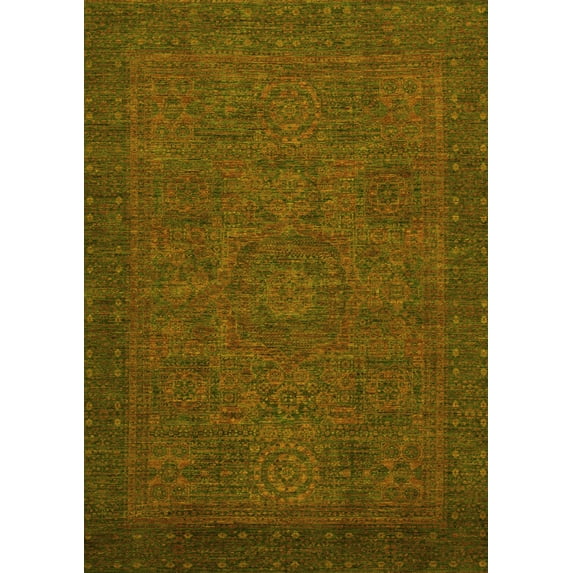 Ahgly Company Indoor Rectangle Abstract Yellow Modern Area Rugs, 6' x 9'