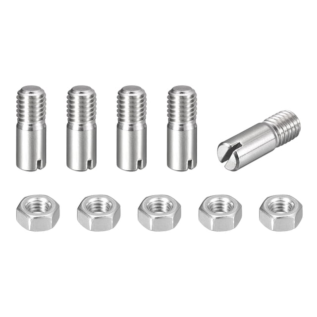 5Pack Slotted Cylindrical Pin, M8 x 22mm 304 Stainless Steel Dowel with Nut