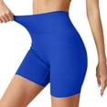 thumbnail image 3 of QATAINLAV Dark Blue Womens High Waisted Ribbed Knit Biker Shorts 5" Tummy Control Workout Shorts for Yoga Running Gym S, 3 of 9