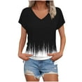 thumbnail image 2 of ITSAME Women's Graphic Blouse, V Neck Short Sleeve Loose Fit Summer Casual Dressy Tops Black M, 2 of 5