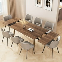 NessCarsti Modern Farmhouse Wood Top Extendable Dining Table, 62.9-94.4 Inch Rectangular, Seats 6-10, Kitchen Dining Room Set