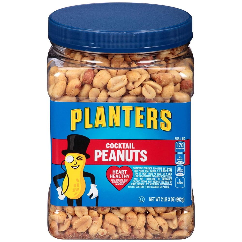 Planters Salted Cocktail Peanuts, 35 Oz. Resealable Jar Heart Healthy