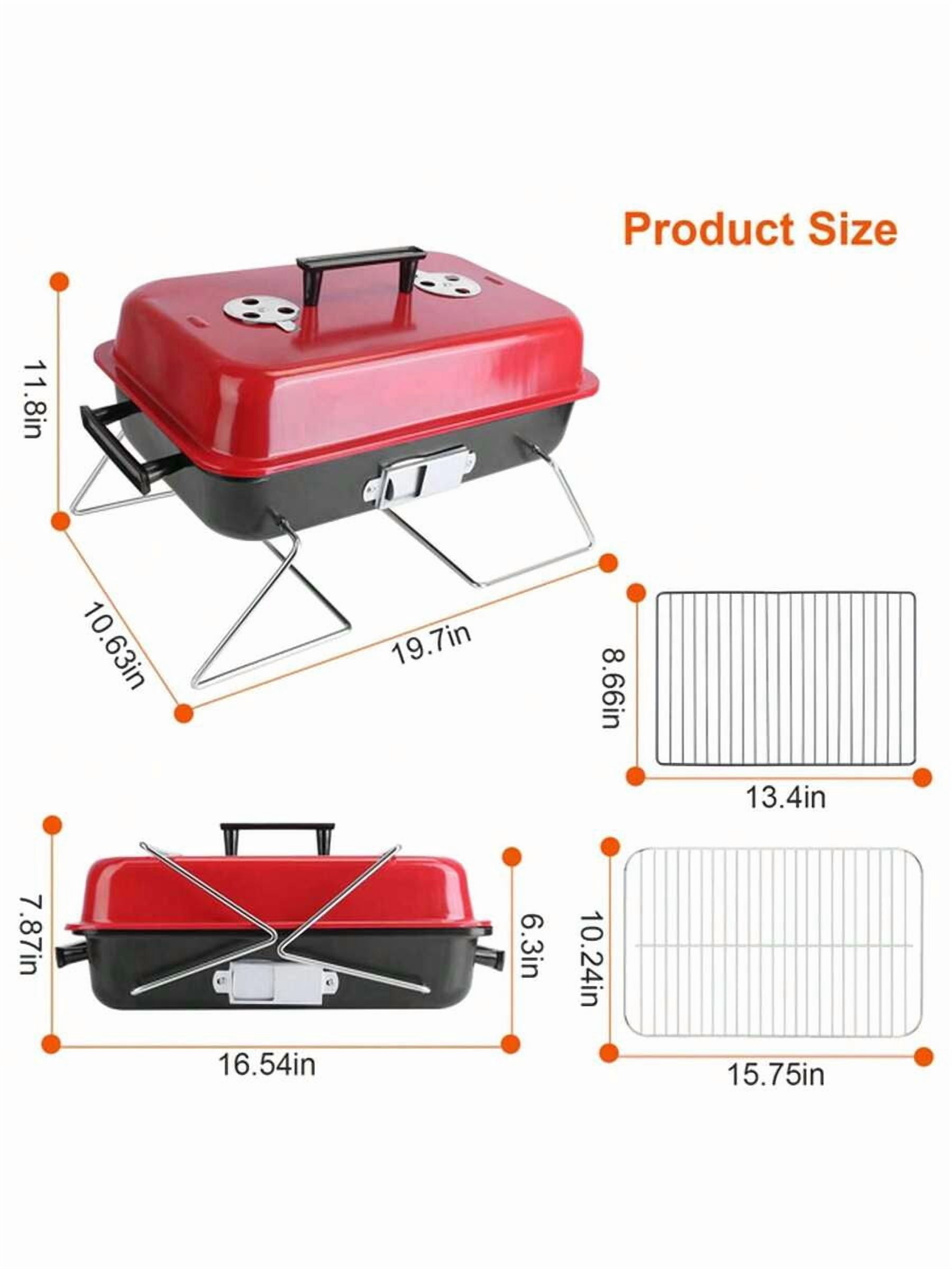 Foldable Portable Charcoal Grill With Lid - Compact Tabletop BBQ Grill For Backyard, Camping, Picnic & Beach, Outdoor Bonfire Cooking Kit