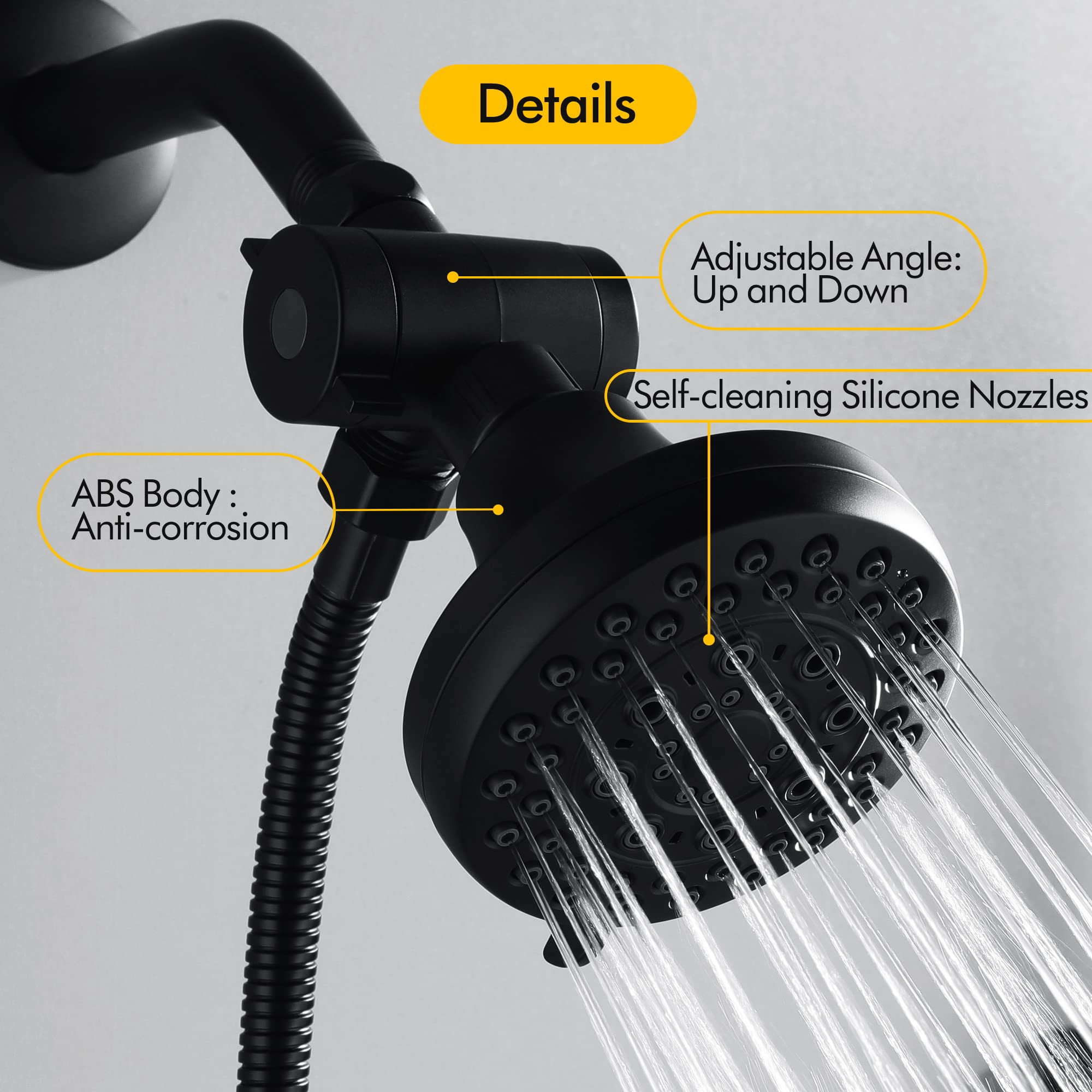Kede Shower Faucet System with Bathroom Spout Rain Shower Kit, High Pressure Handheld Shower Head Dual 2 in 1 Shower Combo Faucet Set with Valve Trim Kit(Valve Include) (Matte Black)