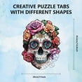 thumbnail image 3 of 200Pcs Day of The Dead Wooden Jigsaw Puzzles for Adults 280x366mm/11x14.4inch Halloween Skull Flower Wood Adult Puzzles Colorful Unique Animal Shaped Wooden Puzzles, 3 of 7