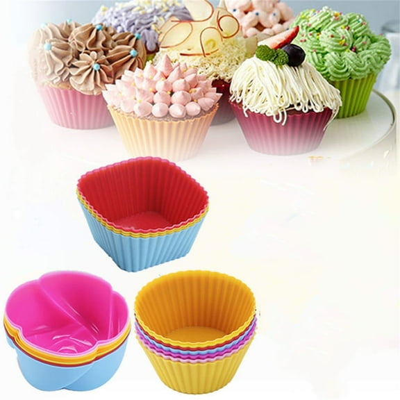 Casewin Silicone Baking Cups, Reusable Muffin Liners Cupcake Molds, 18packs in 6 Rainbow Colors