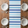 thumbnail image 6 of Blue Striped Table Runner - 60 Inch Long, Kitchen Dining Table Runner Dresser Scarves, Navy Ombre Sky White Geometric Ocean Farmhouse Decor for Coffee Tables Wedding Party Banquet, 6 of 8