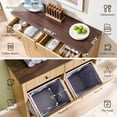 thumbnail image 3 of ZHOUB Modern Double Tilt-Out Trash Cabinet, 20 Gallon Fluted Laundry Hamper Cabinet with 2 Drawers, Wooden Hidden Garbage Can Cabinet with Storage Basket for Kitchen & Living Room, Natural Oak, 3 of 13