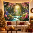 thumbnail image 3 of Stone Archway Over a Cascading Garden Stream, Dreamy Fantasy for Flower Lovers, Botanical Wall Art, Housewarming Gift, Tapestry Wall Hanging for Bedroom and Living Room, 3 of 7